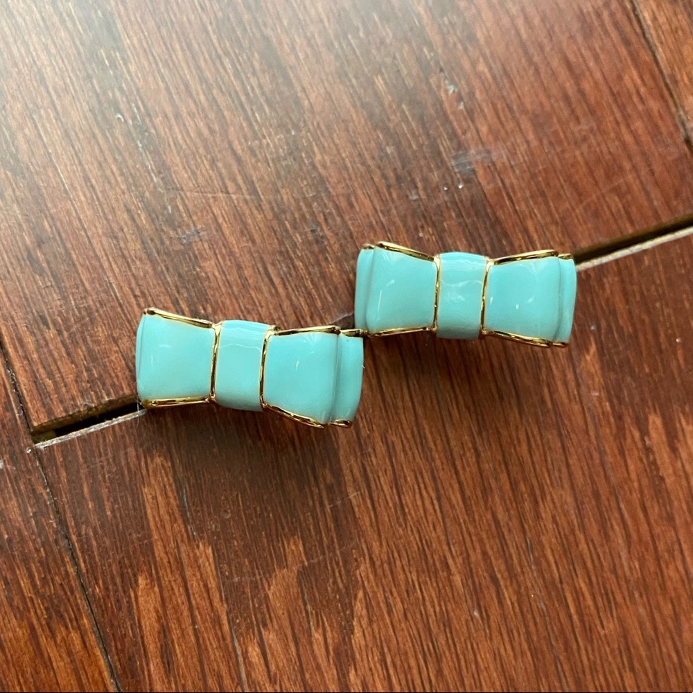 🎀 KATE SPADE 🎀 Tiffany blue bow earrings with gold accents